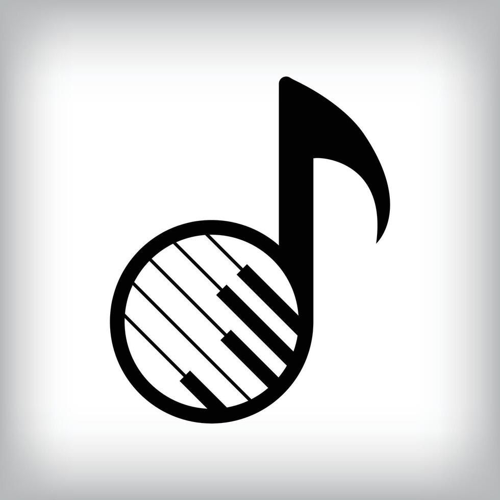 Piano keys inside musical note sign. Unique music design. Company, course and music company design. vector