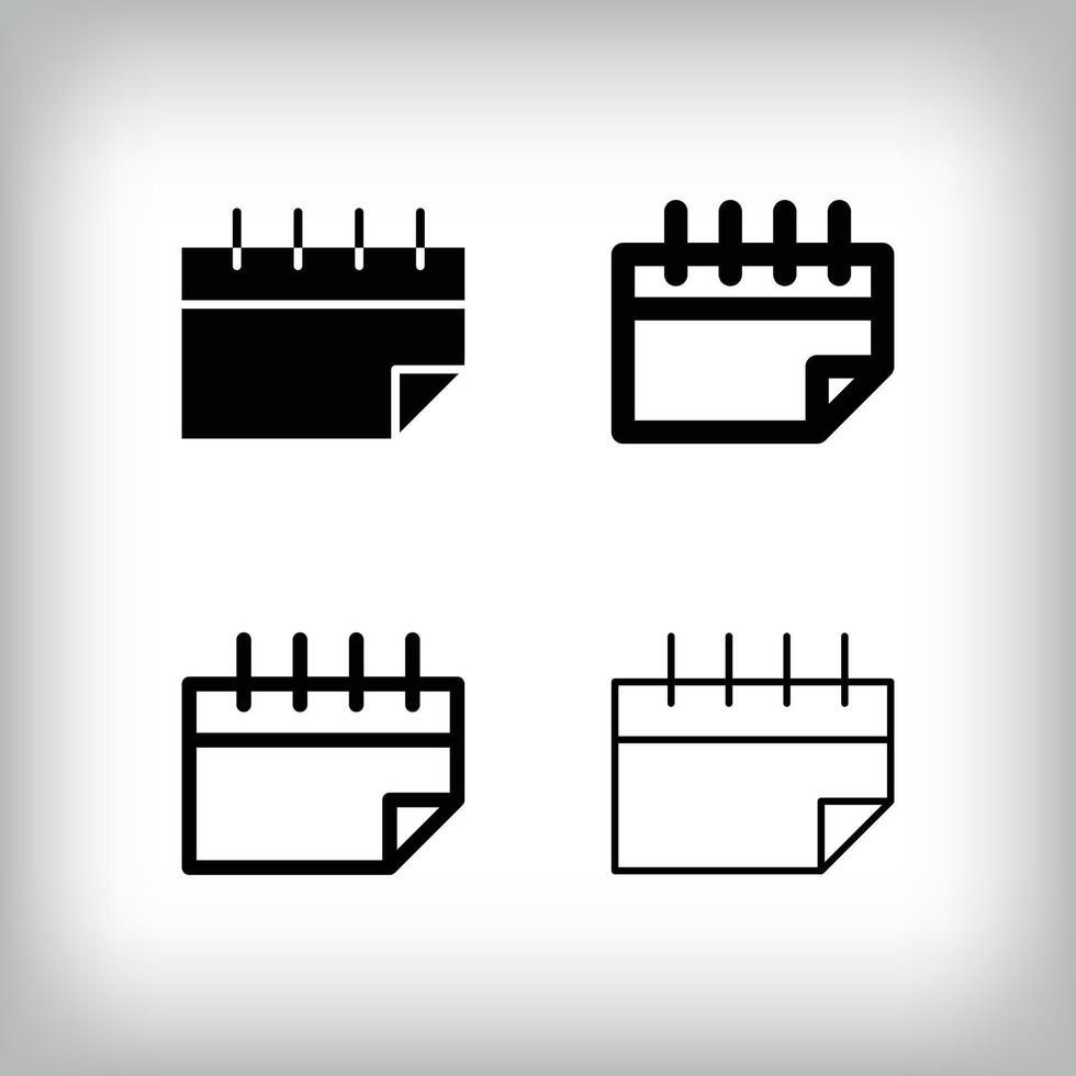 Simple calendar icon set. 4 Different thicknesses and holiday icon designs. planning and event icon. vector