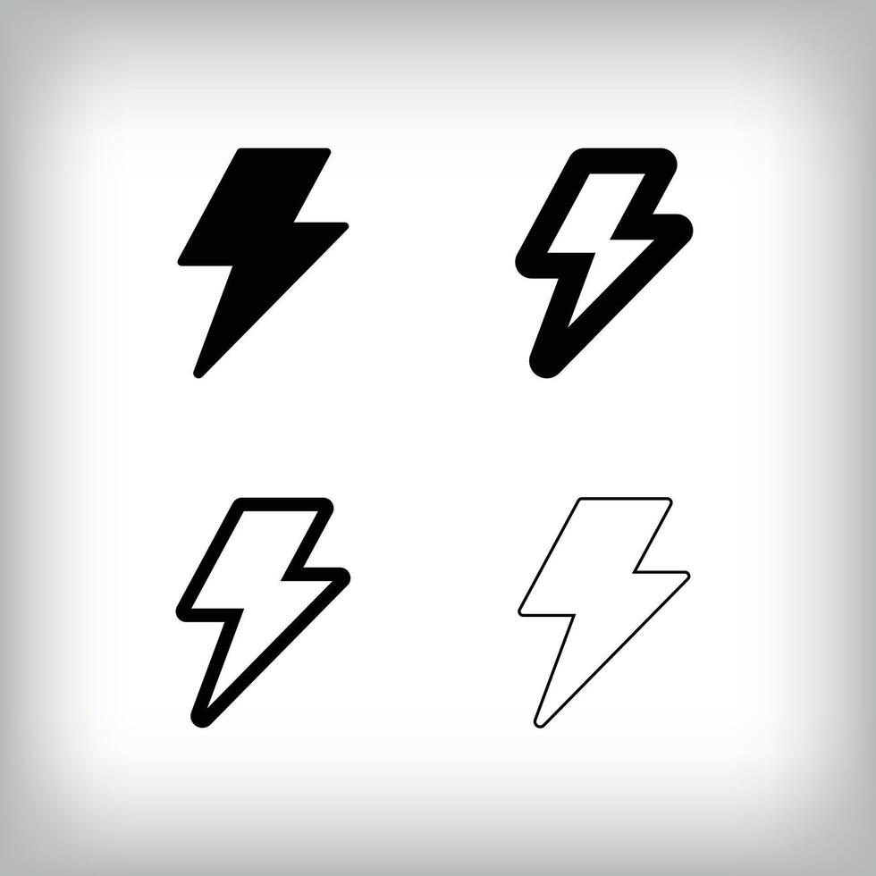 Simple lightning icon set. 4 Different thickness and voltage electrical designs. electric current icon. vector