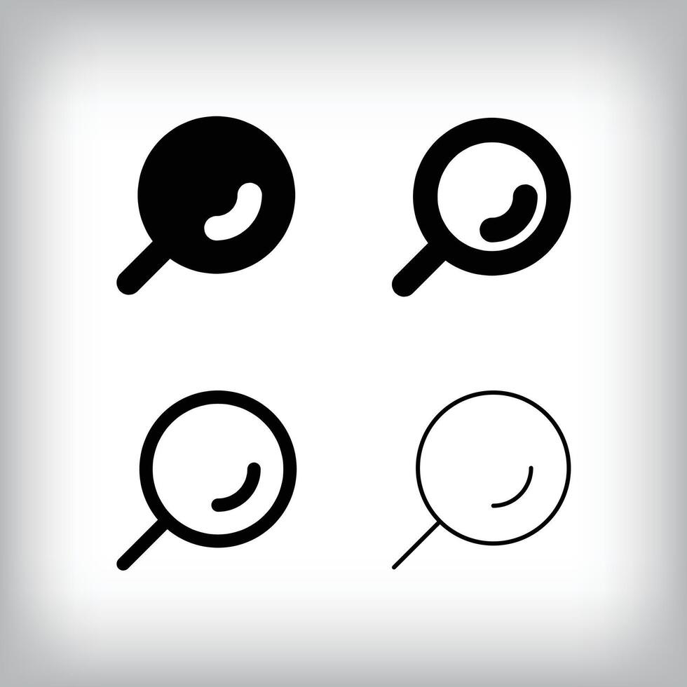 Simple zoom lens icon set. 4 Different thicknesses and magnifier designs. Communication and global icon. vector