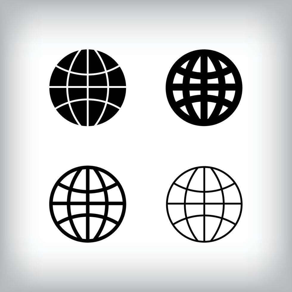 Simple world line icon set. 4 Different thicknesses and globe designs. planning and event icon. vector