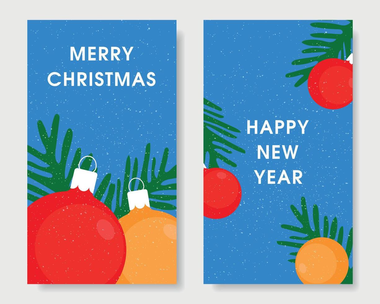 Bright Christmas and New Year cards. Winter holidays. vector