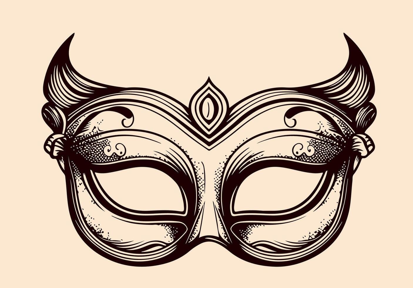 Masquerade mask, carnival or party. Hand drawn sketched picture with scribble fill. ink. Doodle vector
