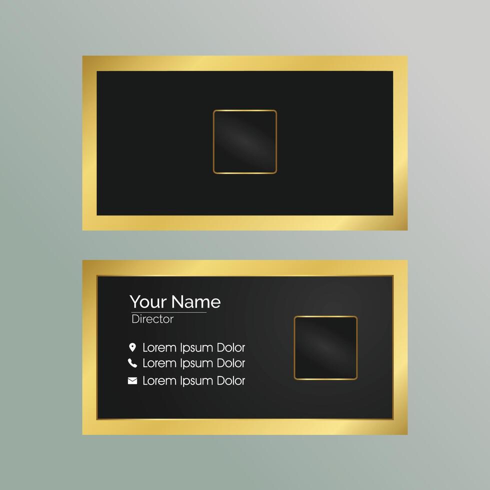 Luxury dark business card with gold line vector