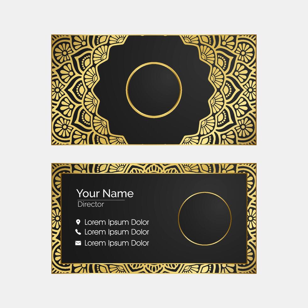 Dark Luxury business card with mandala vector