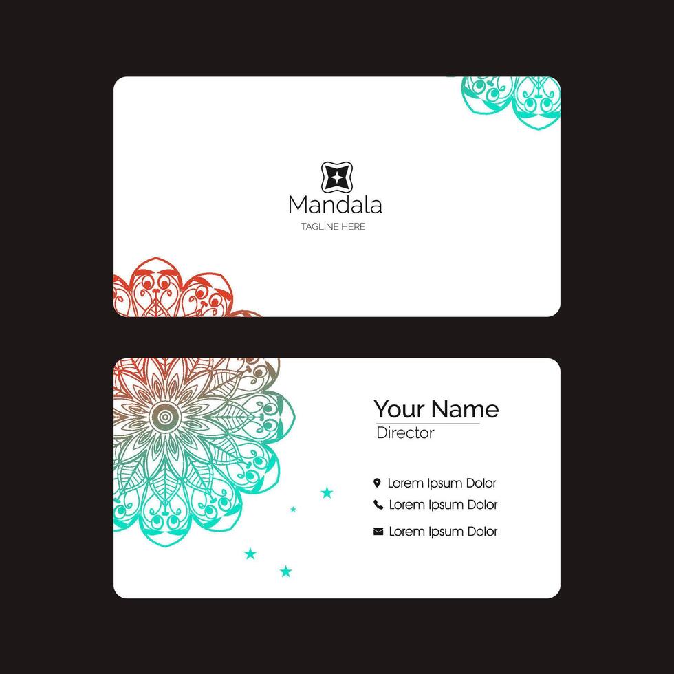 Luxury business card white with mandala colorful design vector