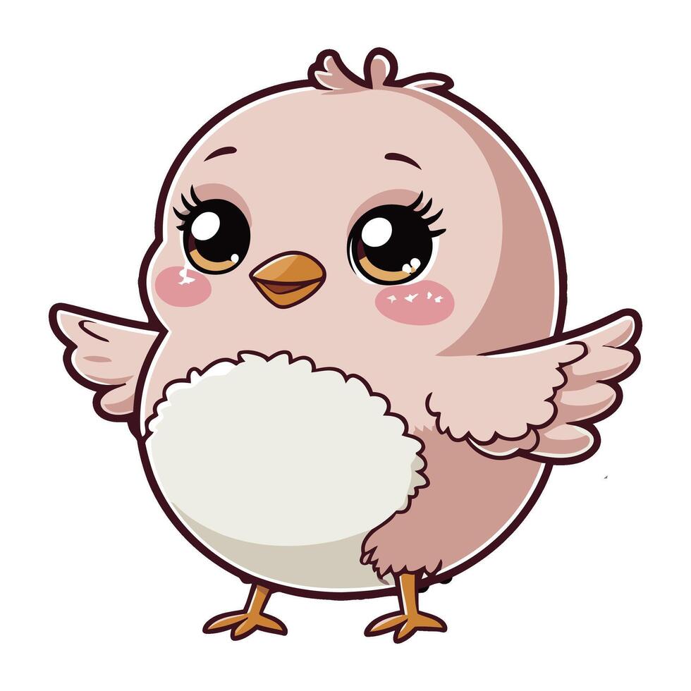 A cute little bird with big eyes and big beak vector