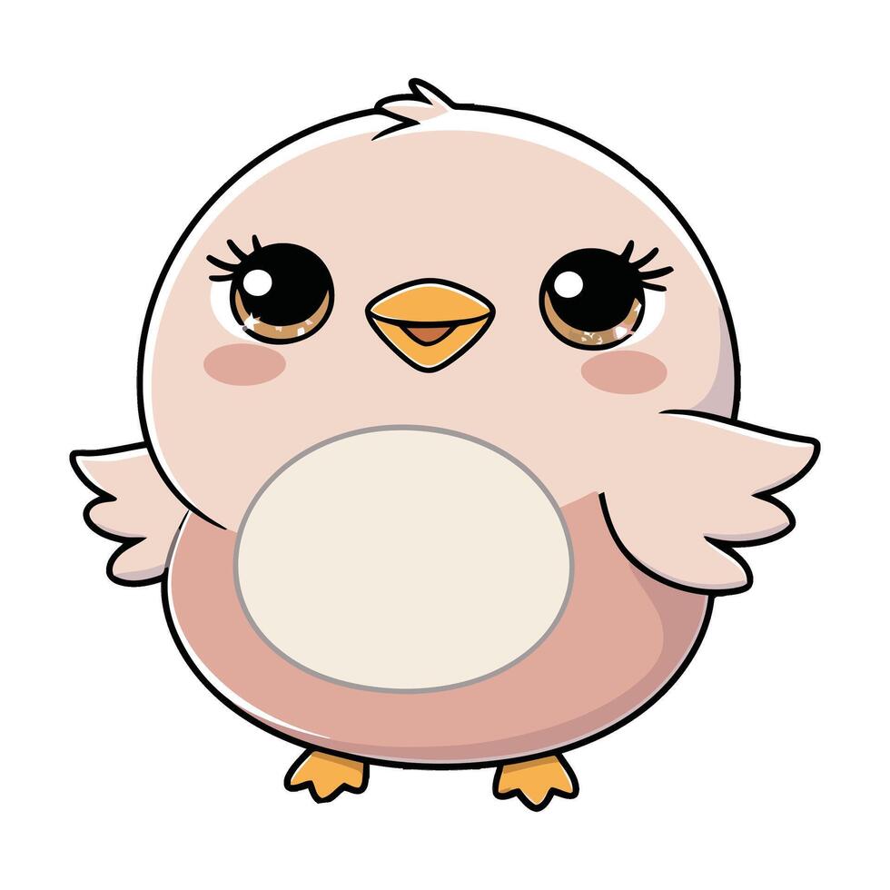 Chibi Bird Sitting with a Happy Grin vector