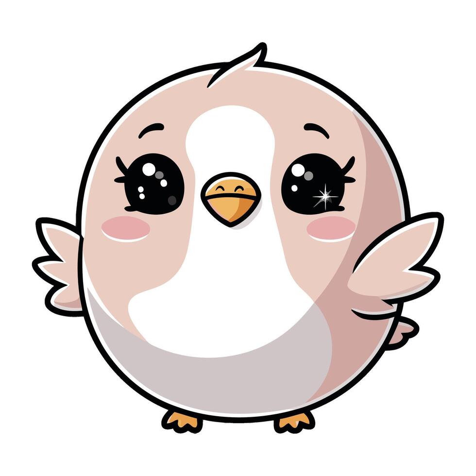 A cartoon bird with big eyes and a white background vector