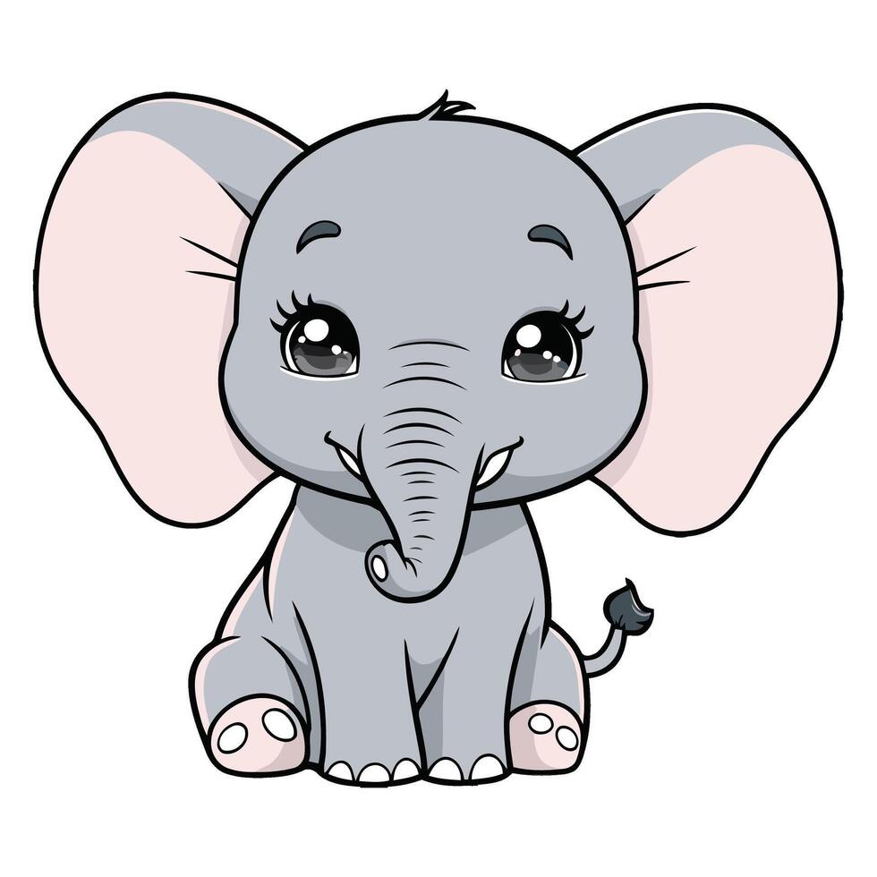 Smiling Chibi Elephant Relaxing Calmly vector
