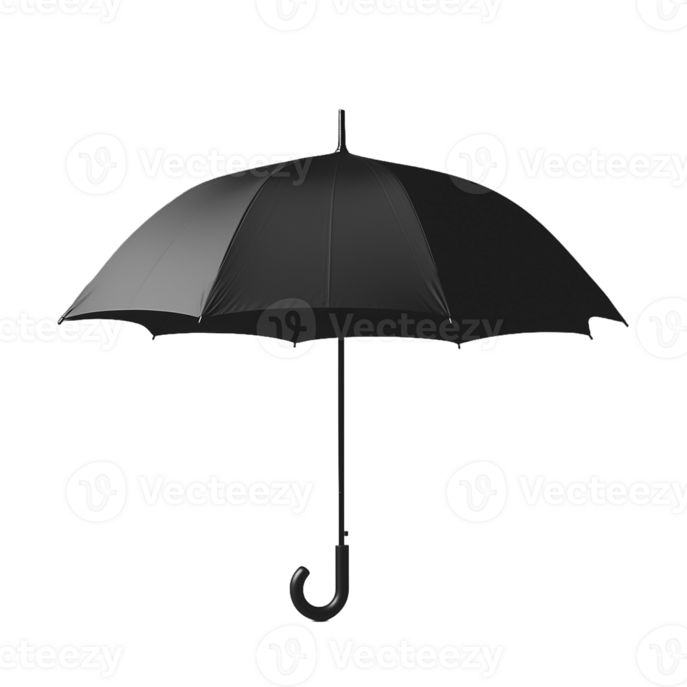 Realistic photo of a black umbrella fully opened on a transparent background png