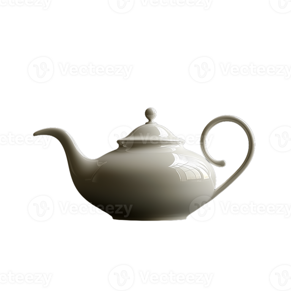 Elegant ceramic teapot with ornate handle on a transparent background for tea enthusiasts and kitchen decor. png
