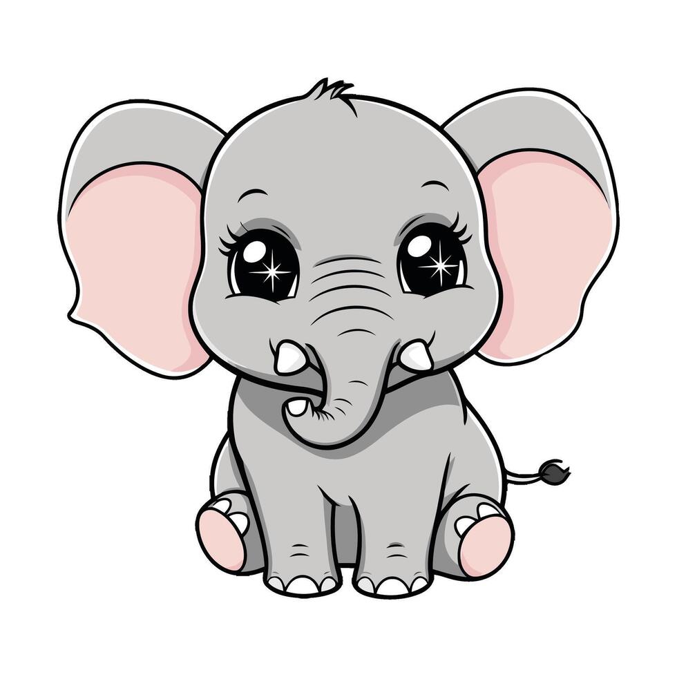 Laughing Chibi Elephant Enjoying the Day vector