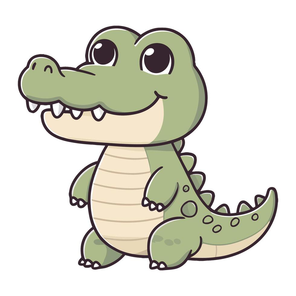 Chibi Alligator Laughing and Sitting Joyfully vector