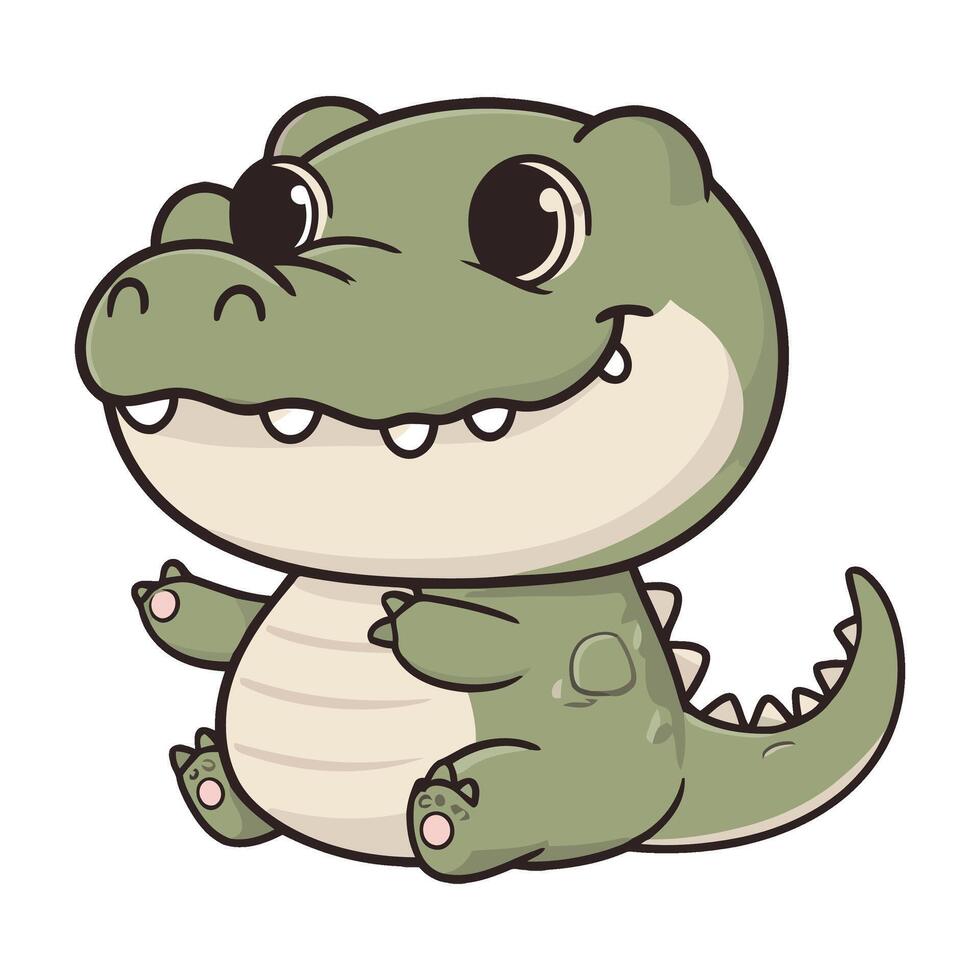 Chibi Alligator with Wide Happy Grin vector