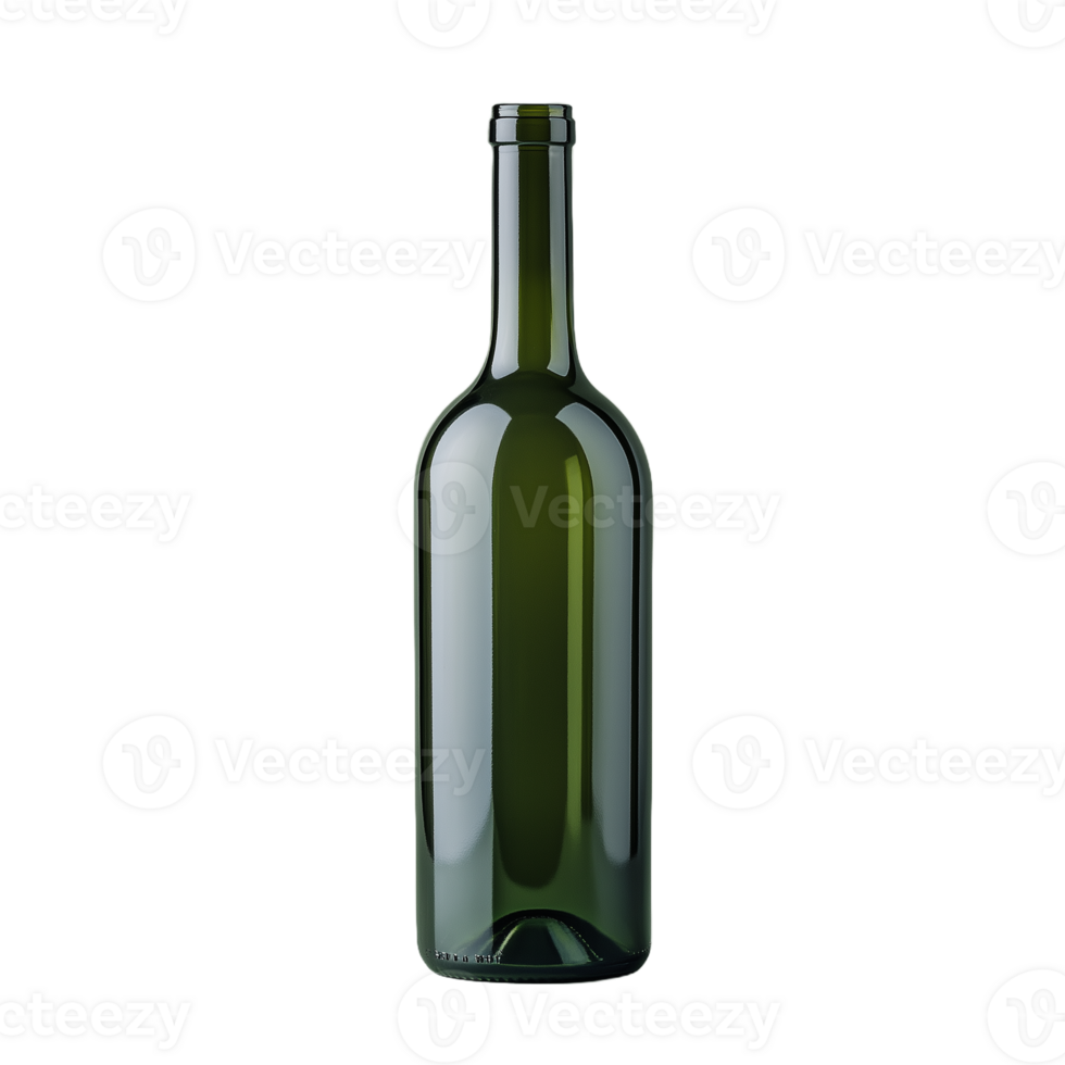 Dark green glass wine bottle isolated on transparent background png