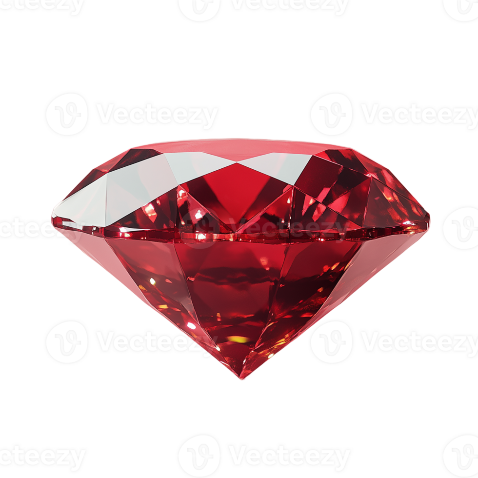 Sparkling red ruby gemstone with radiant cut isolated on transparent background png