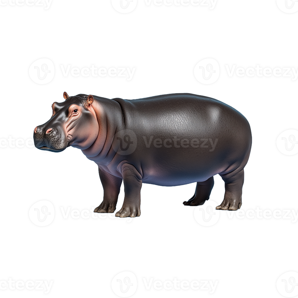 Hippopotamus standing on all fours isolated on transparent background png