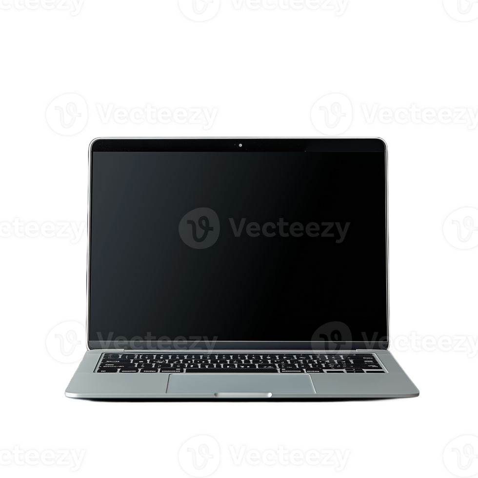 Modern laptop with sleek design shown on transparent background, ideal for tech presentations and digital media use. png