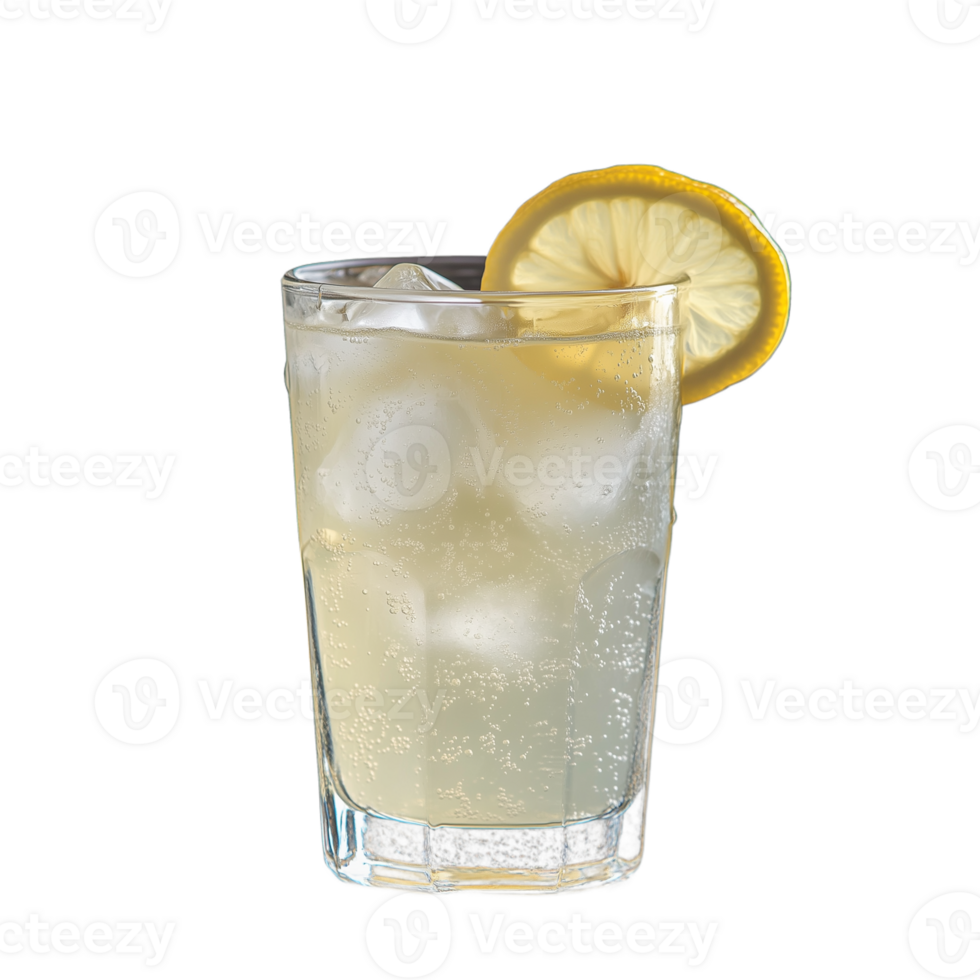 A glass of lemonade with a lemon slice on top png