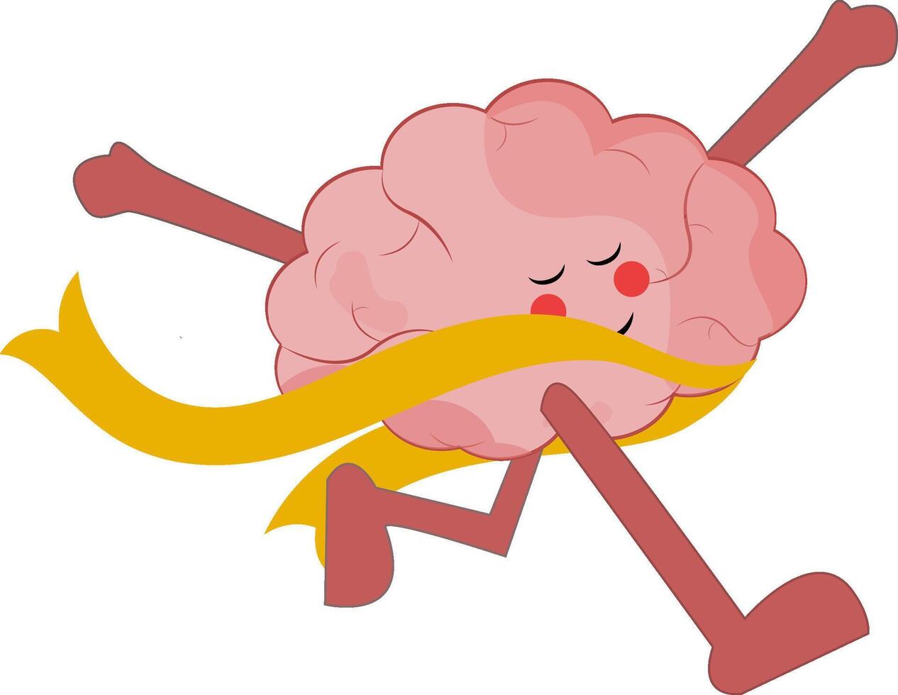 Finish line concept cute brain illustration cartoon style, perfect to sticker, clipart vector