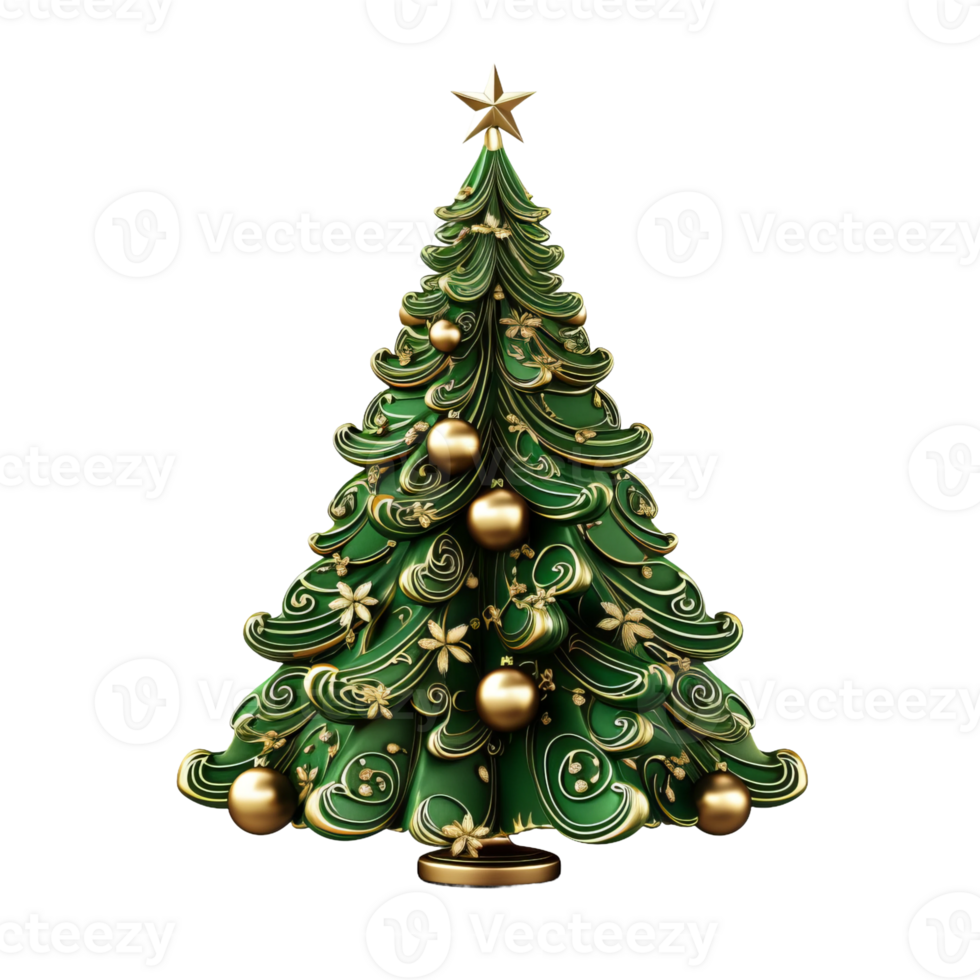 christmas tree with green ornaments on transparent background png