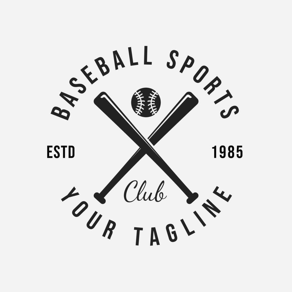 Vintage Classic Baseball Club with Crossed Bats and Ball, Retro Design Illustration vector