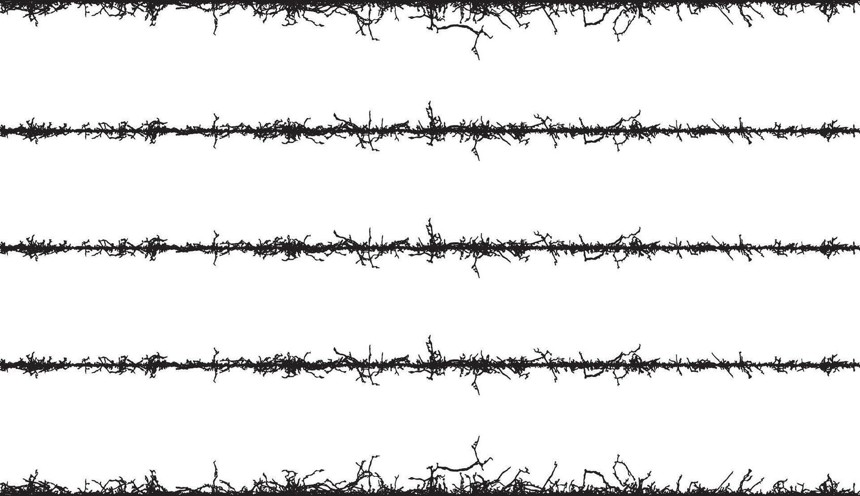 barbed wire seamless pattern, A set of black and white fence lines with different shapes, a border wire with barbed wire, barbed with a line vector