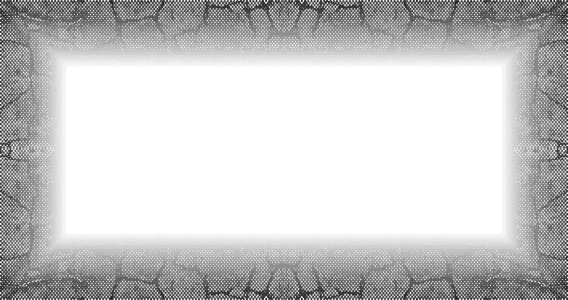 a white square frame on a wall with a light, a square frame with black and white grunge effect paint, vector