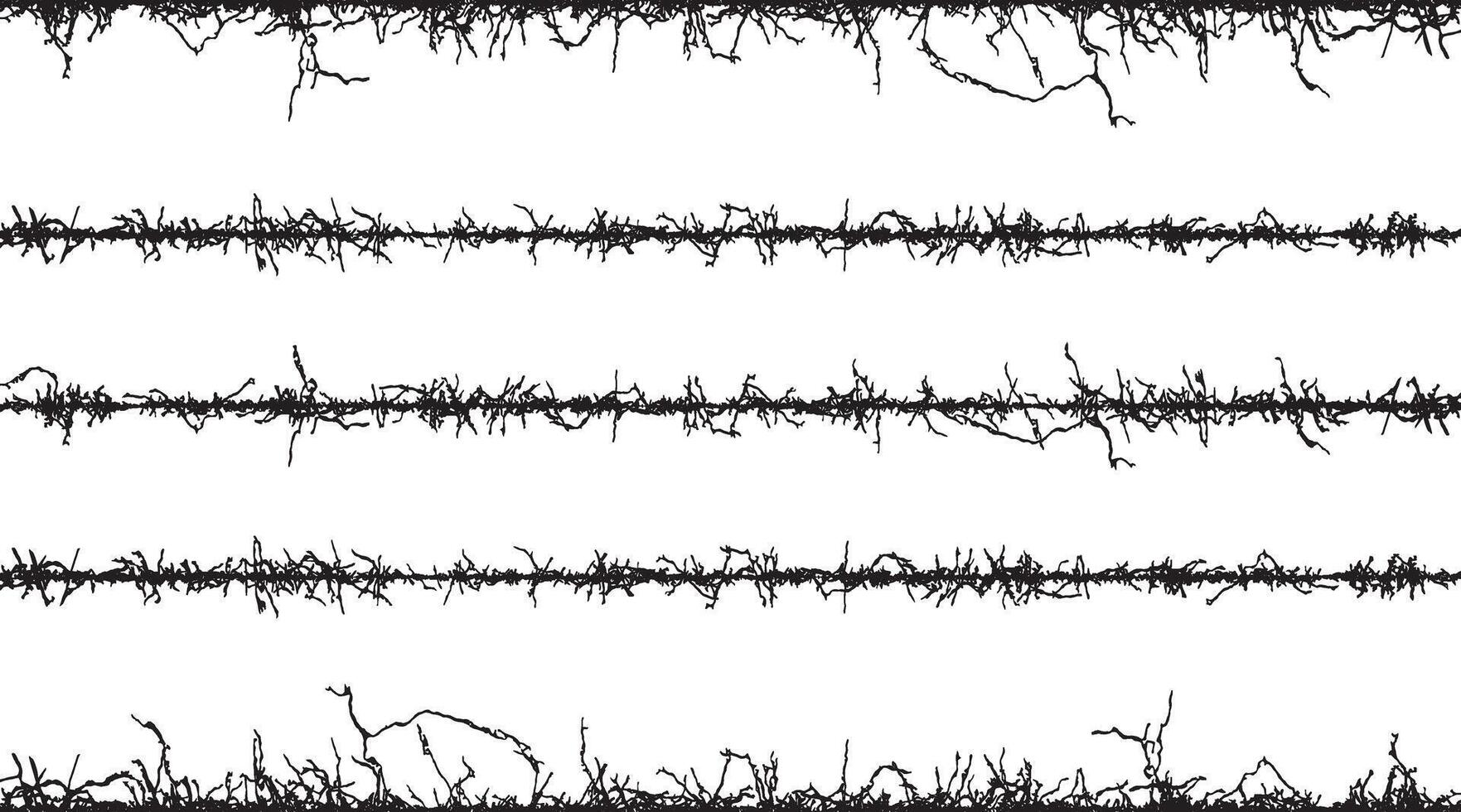 barbed wire seamless pattern, A set of black and white fence lines with different shapes, a border wire with barbed wire, barbed with a line vector