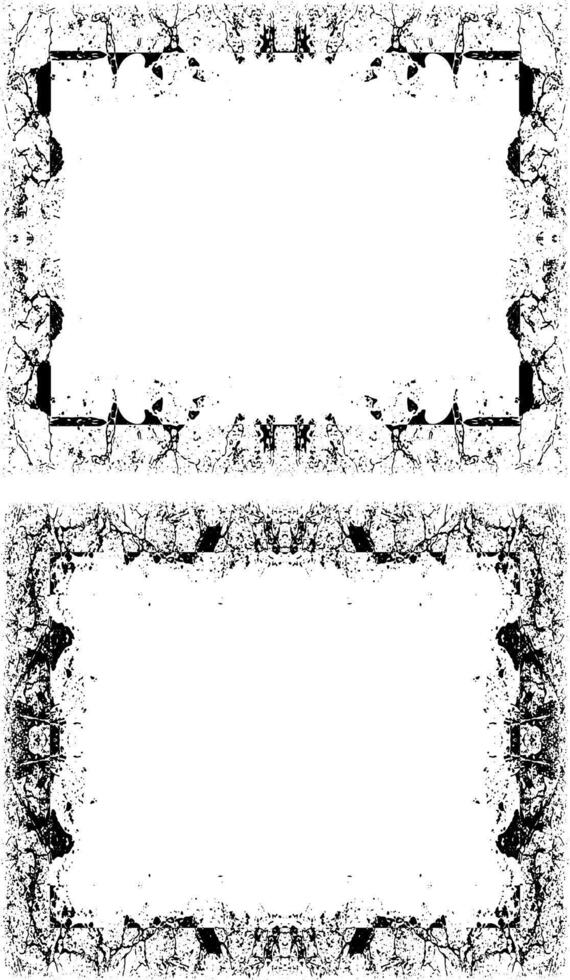 two black and white frames with a black and white design, a set of grunge frames with black and white designs illustrations vector