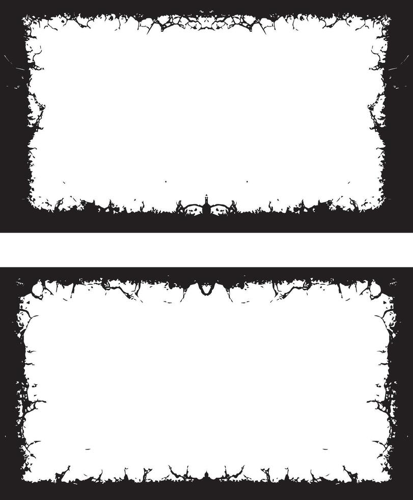 grunge frame illustration set on white background, a square frame with black and white grunge effect paint, vector
