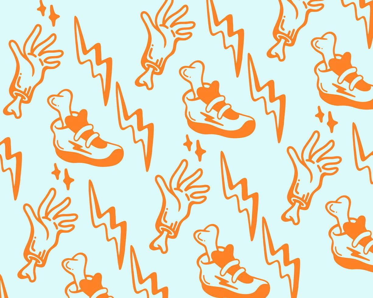 Abstract pattern hand shoes and thunder background layout wallpaper print art paper fabric textile editable vector
