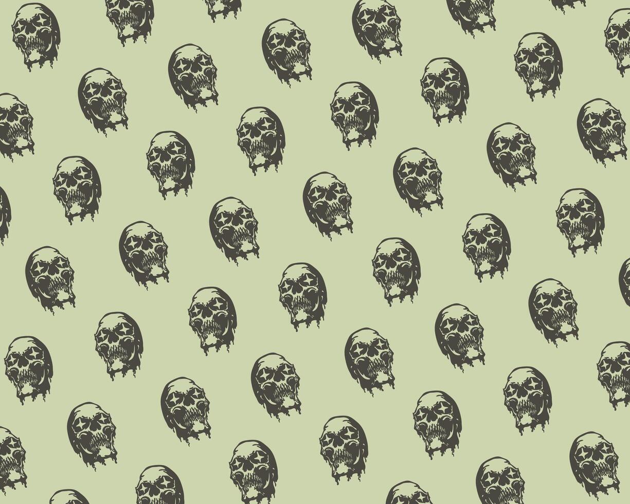 Skull Head pattern background illustration vintage fabric textile design print art editable vector
