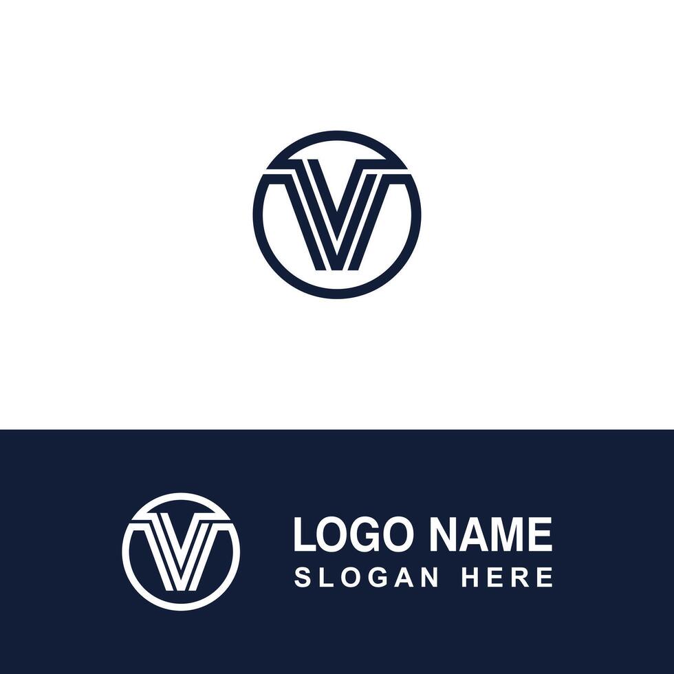 Cool initial V logo with circle. vector