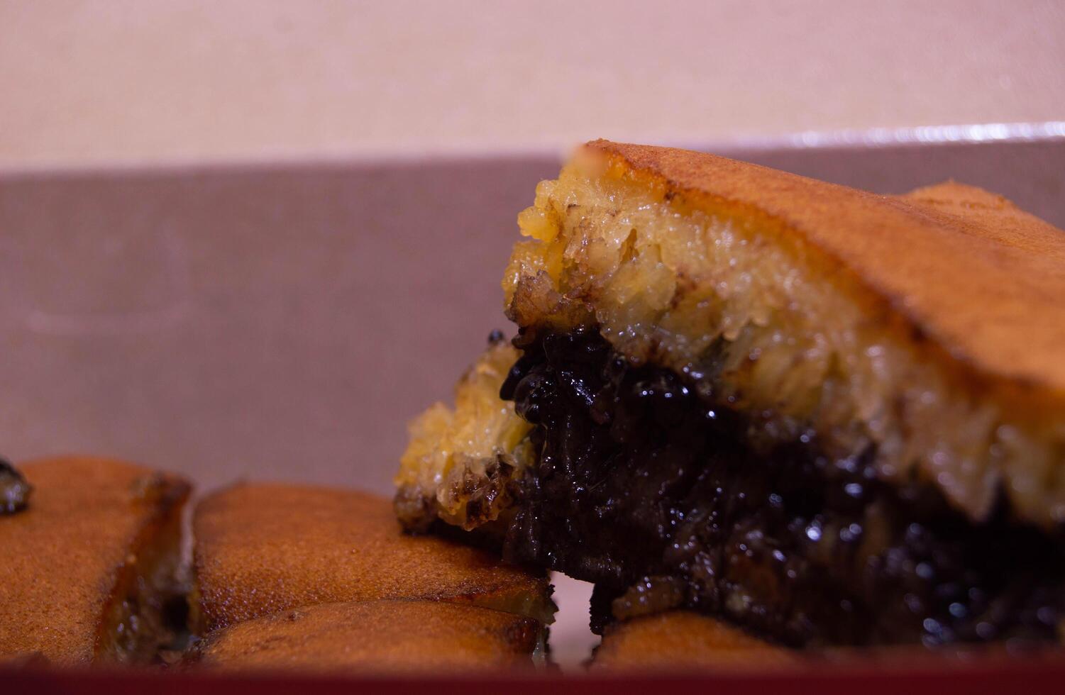 terang bulan with chocolate flavor. sweet martabak with chocolate flavor. snacks that are often sold on Indonesian roadsides. photo