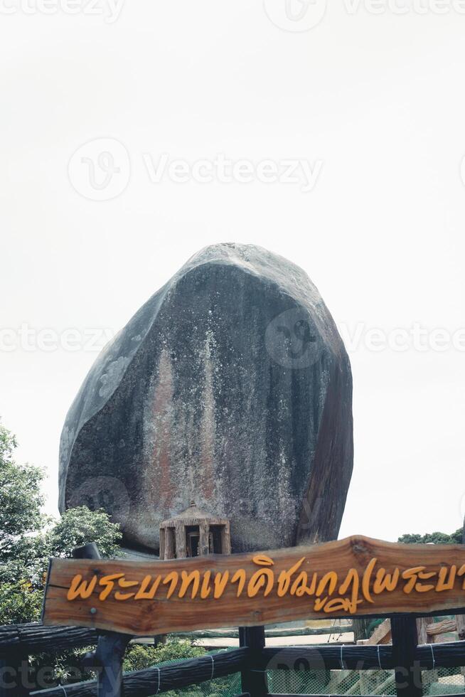The mountain peak of Khao Khitchakut, to pay respects to the footprint of the Buddha and gigantic stone. photo