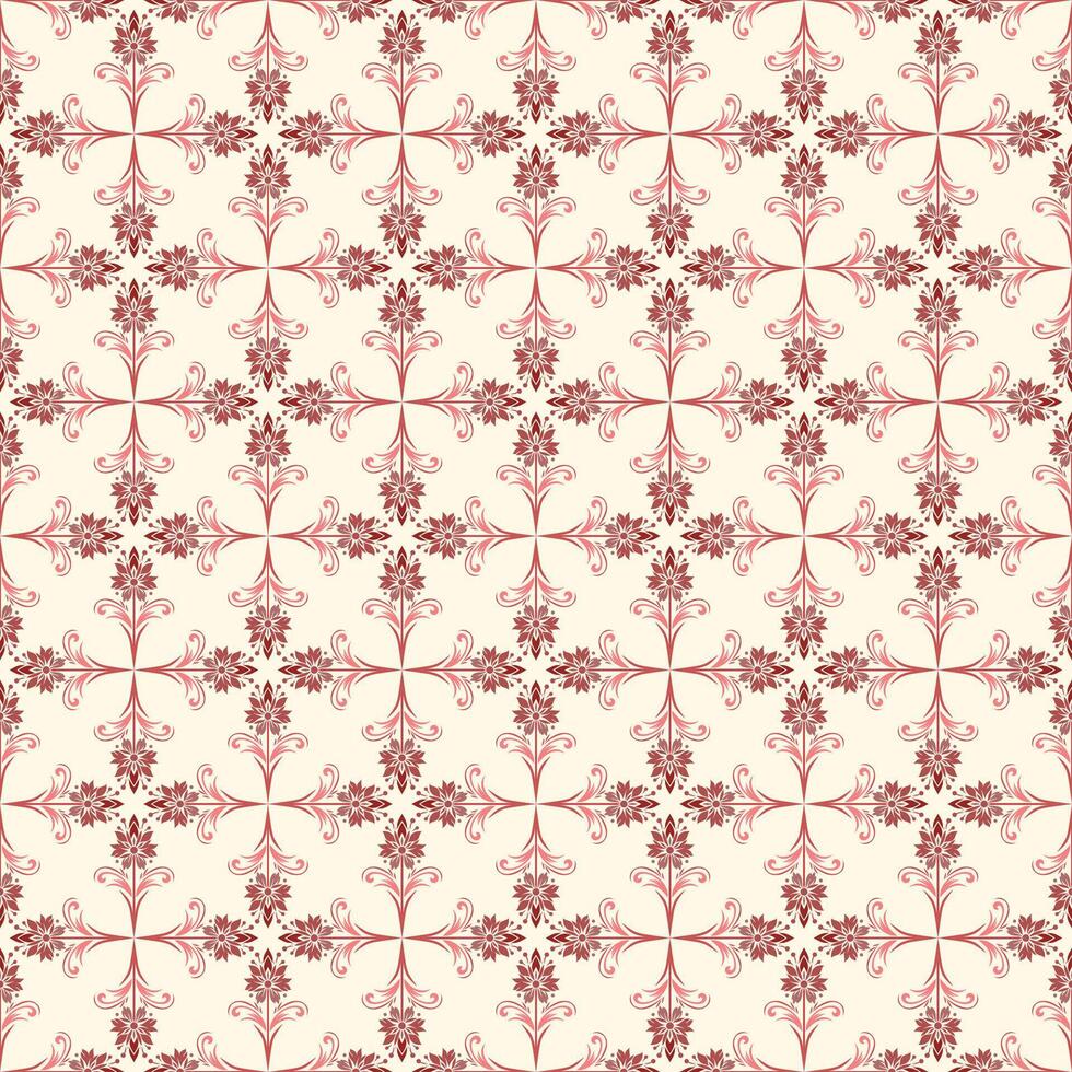 Luxurious seamless floral damask pattern design on beige background. vector