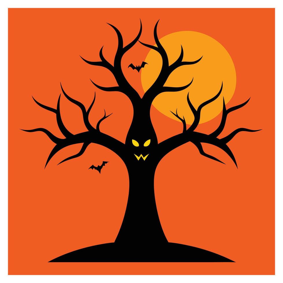 Halloween tree cartoon branch horror vector