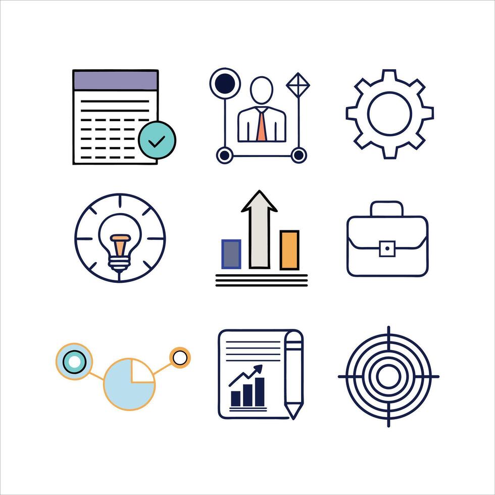 Sleek Business Outline Set on White Canvas vector
