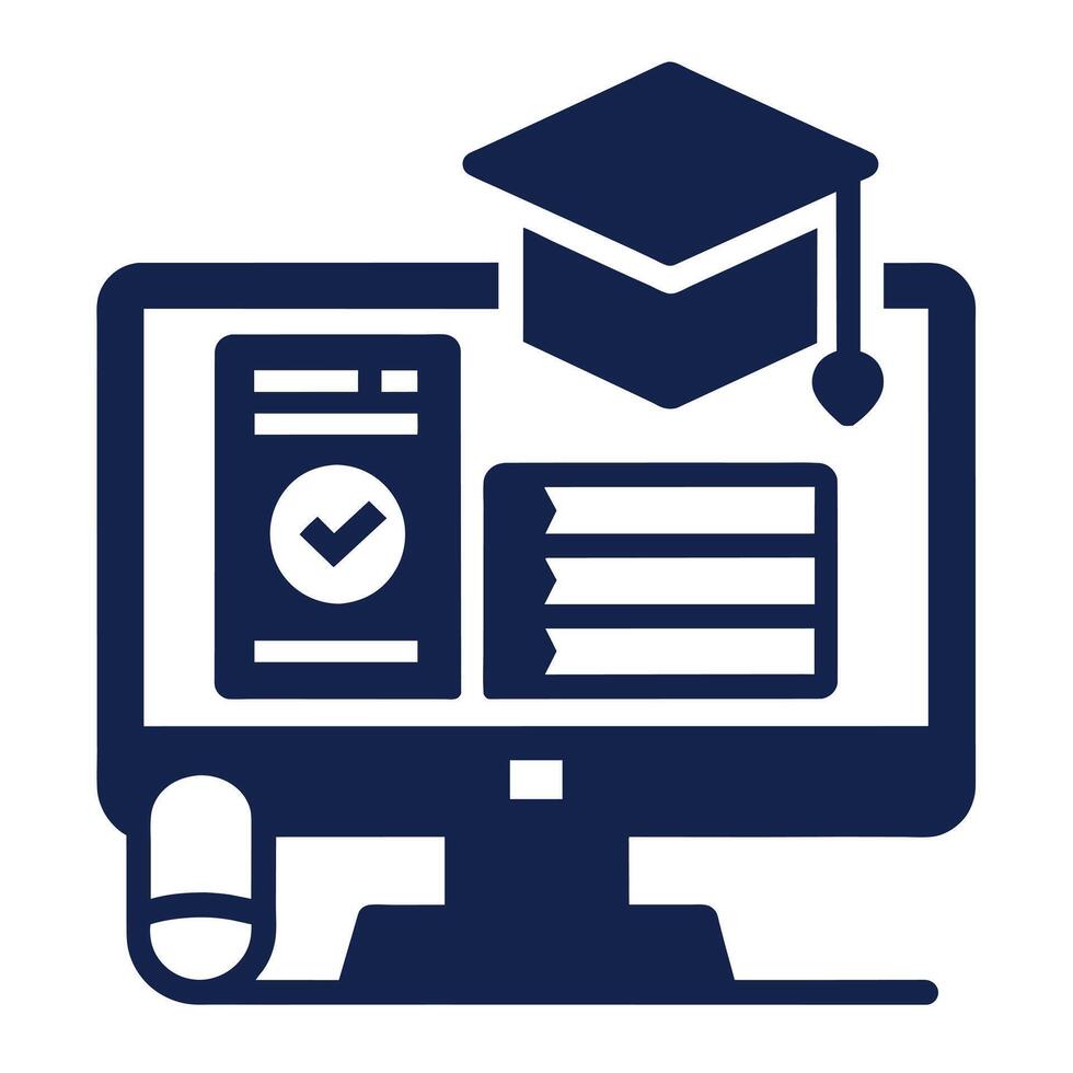 Online Course and Knowledge Test Icon vector
