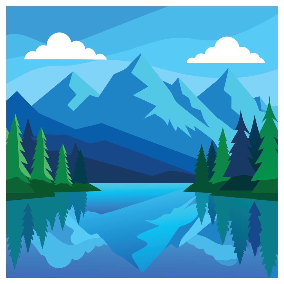 Serene nature landscape vast forest vector
