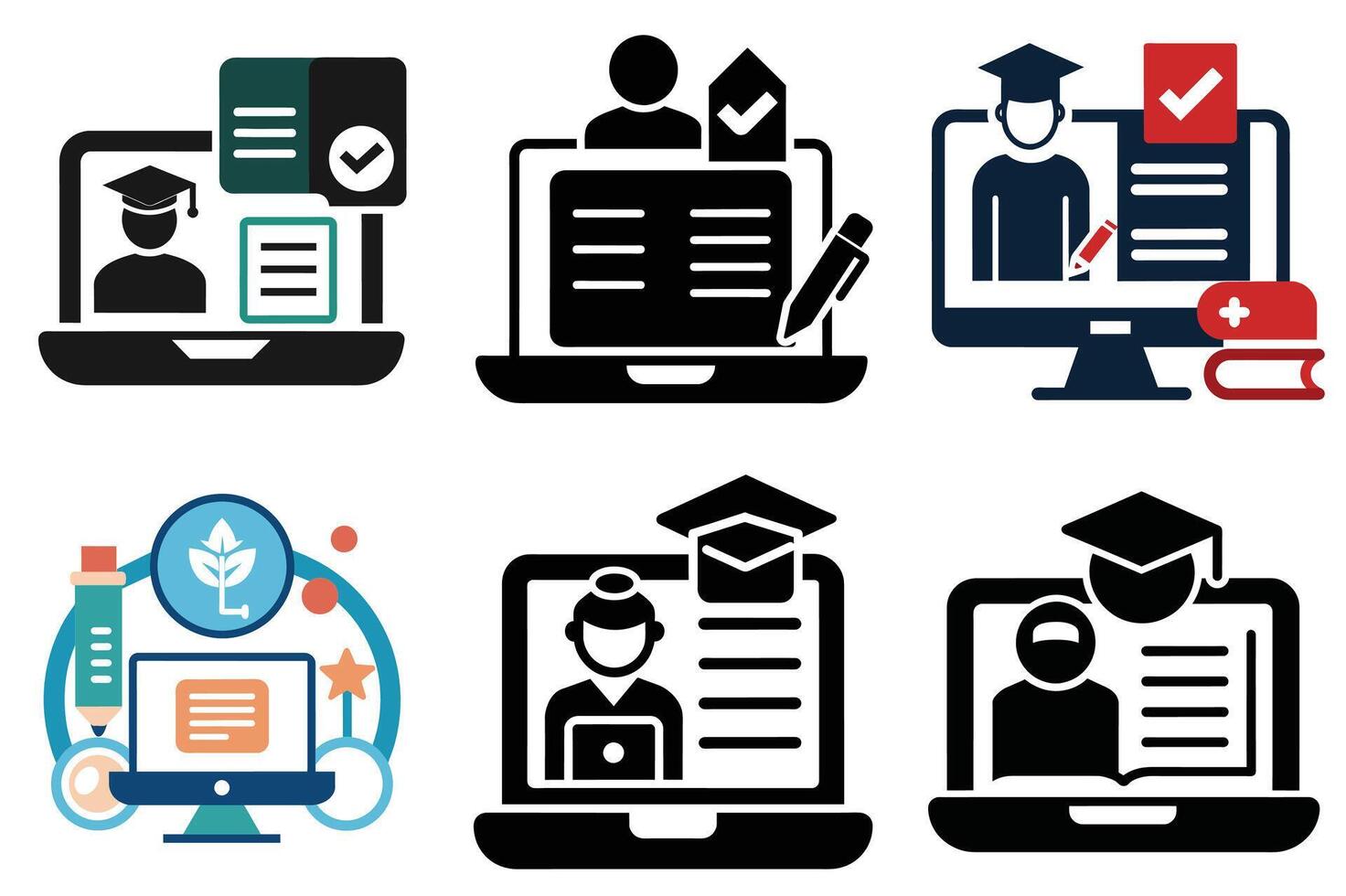Online Course and Knowledge Test Icon vector