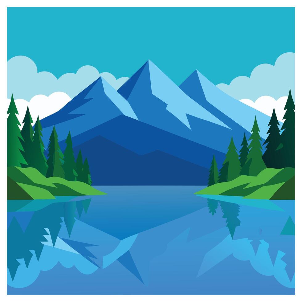 Serene nature landscape vast forest with snow vector