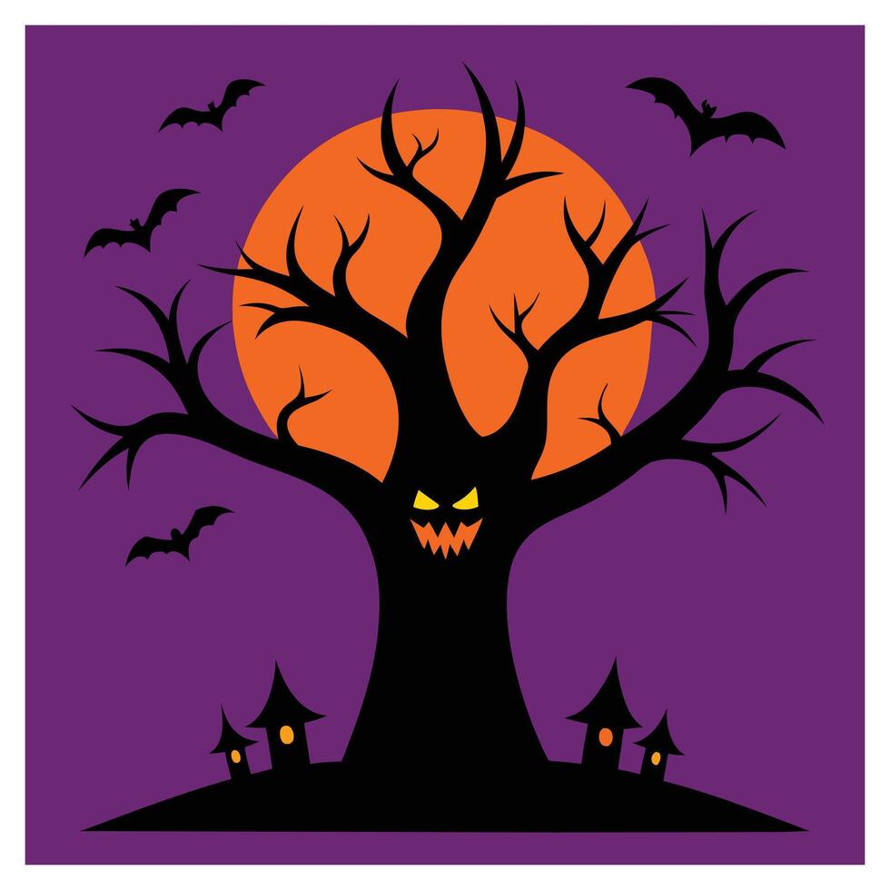 Creepy Halloween Tree Branch Silhouettes for Design template vector