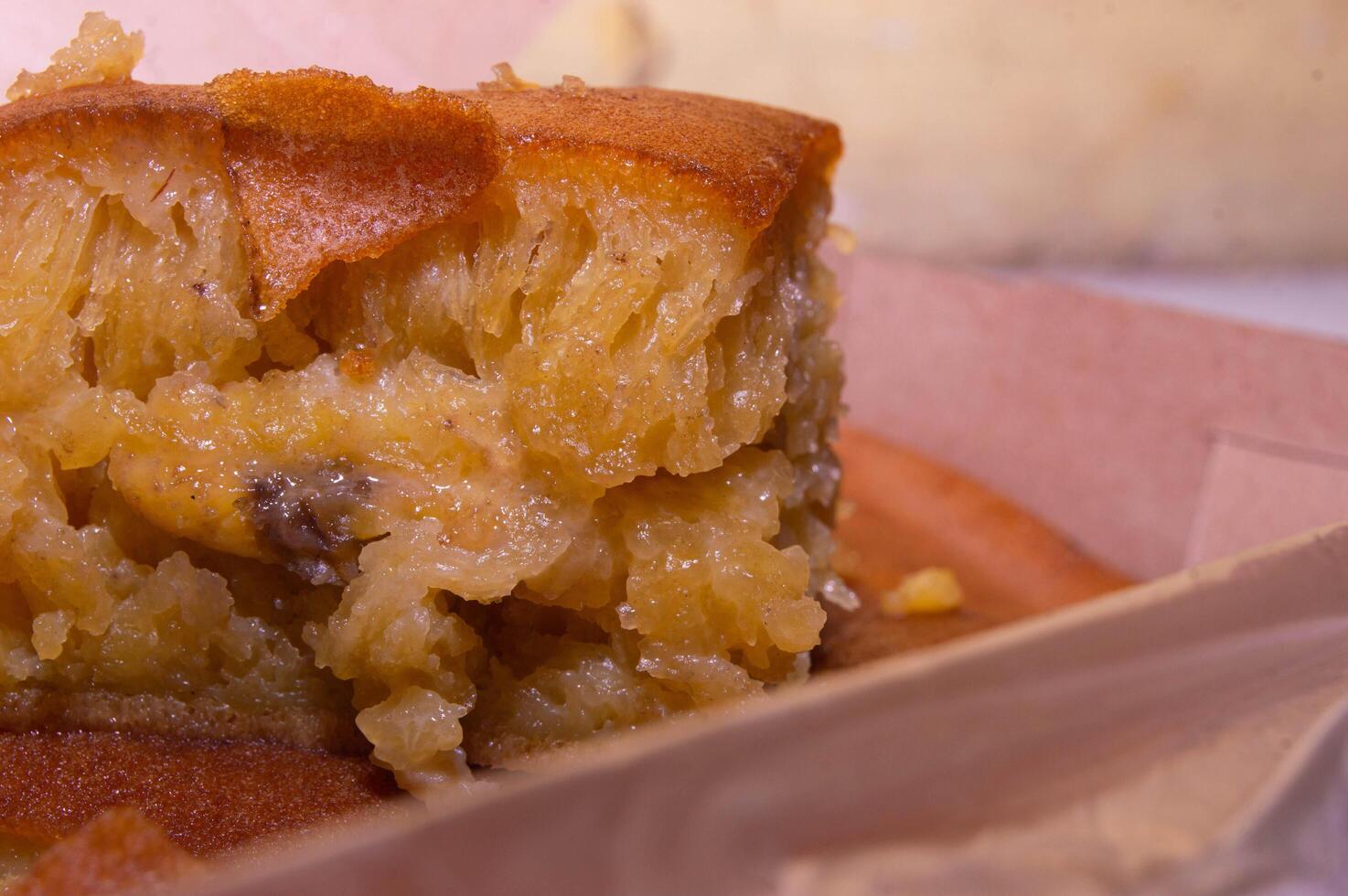 terang bulan or sweet martabak with banana mixture.sweet snacks that are often sold on Indonesian roadsides. photo