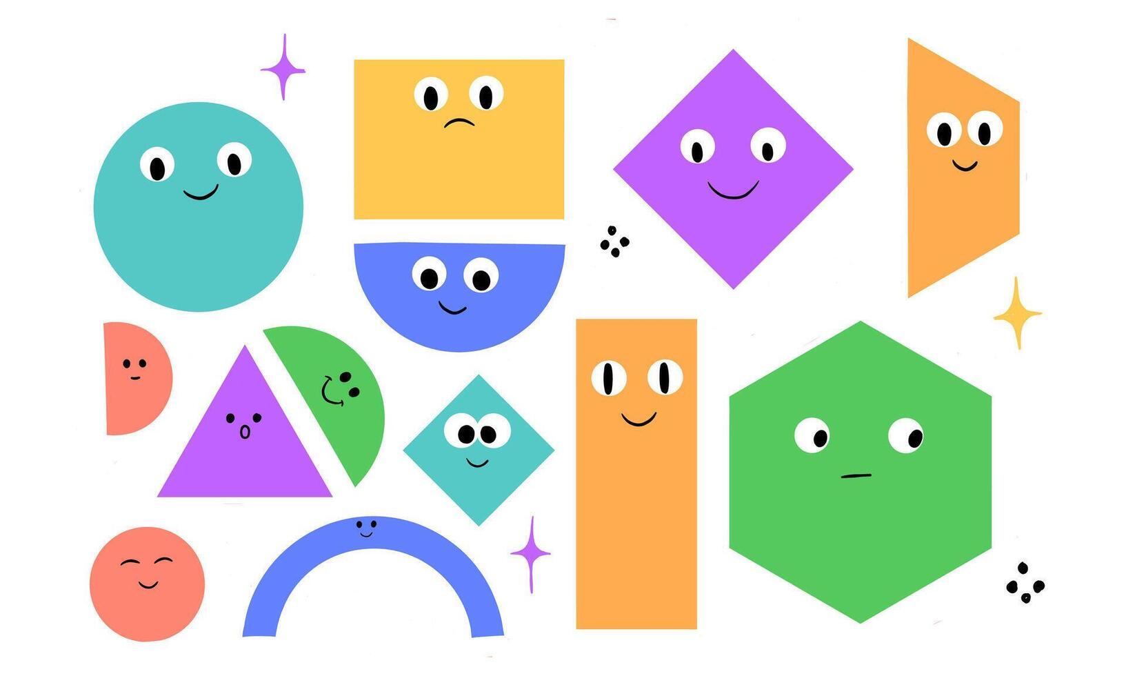 Colorful Geometric Shapes with Smiling Faces vector