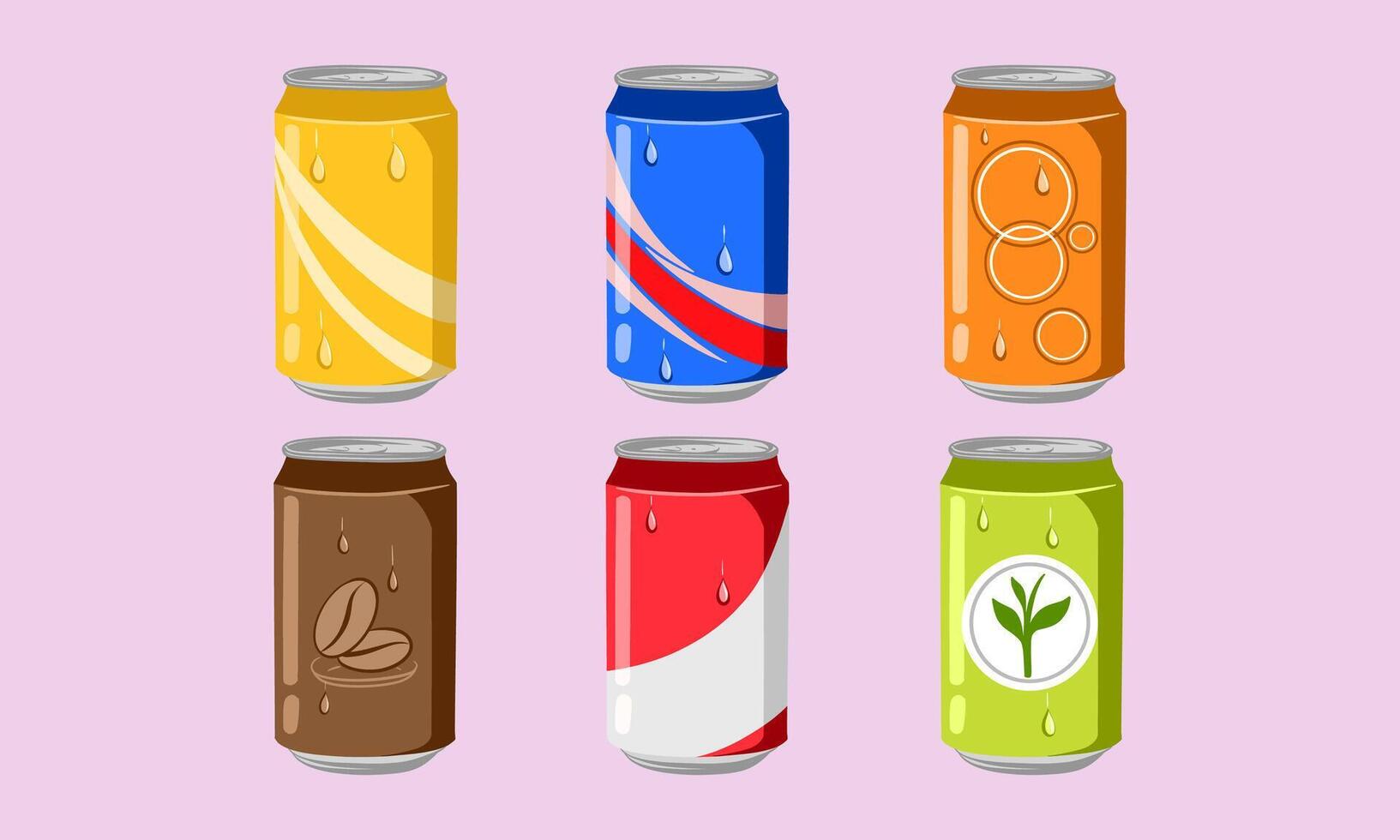 Six Aluminum Cans with Different Flavors vector