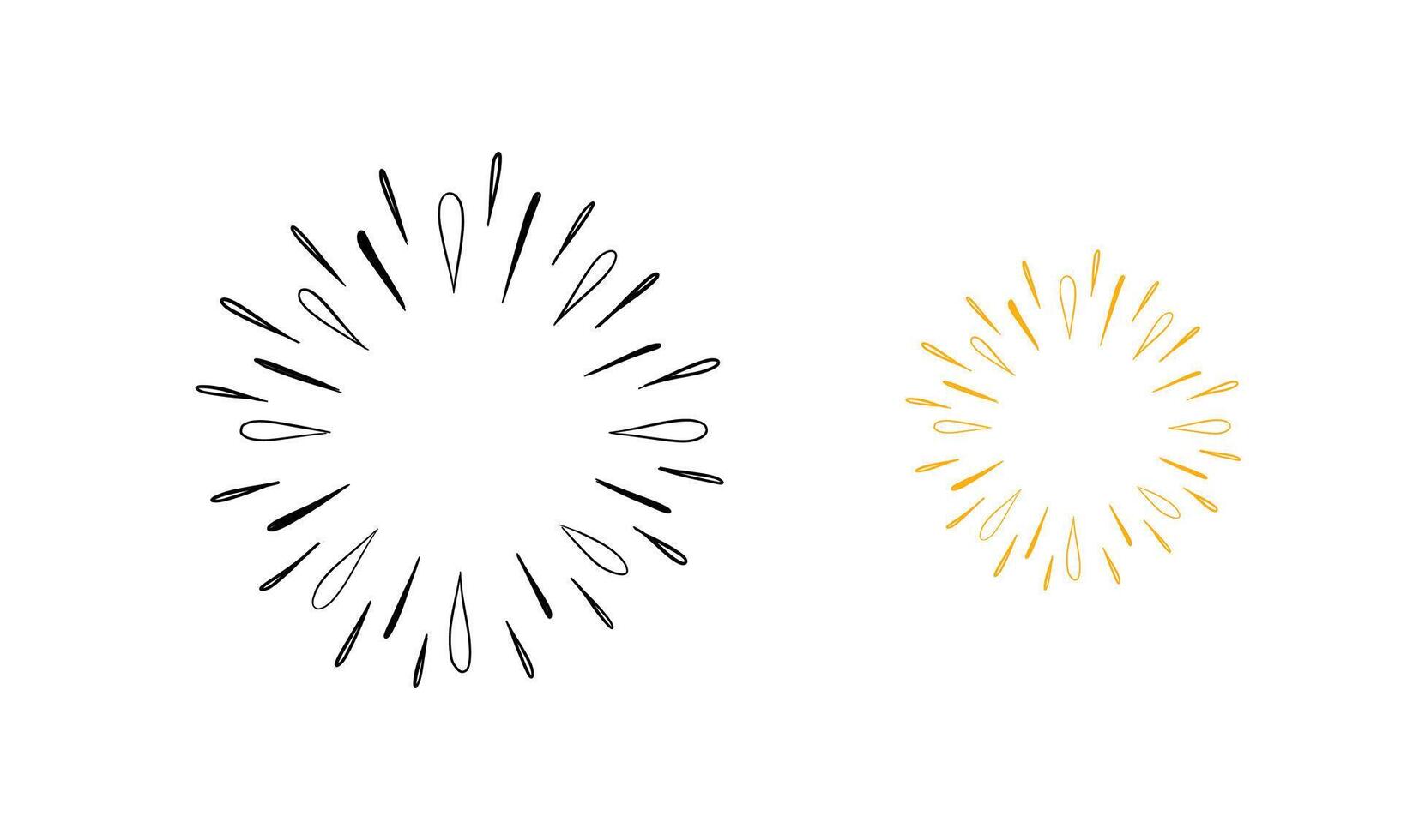 Two Hand-Drawn Sunbursts in Black and Yellow vector