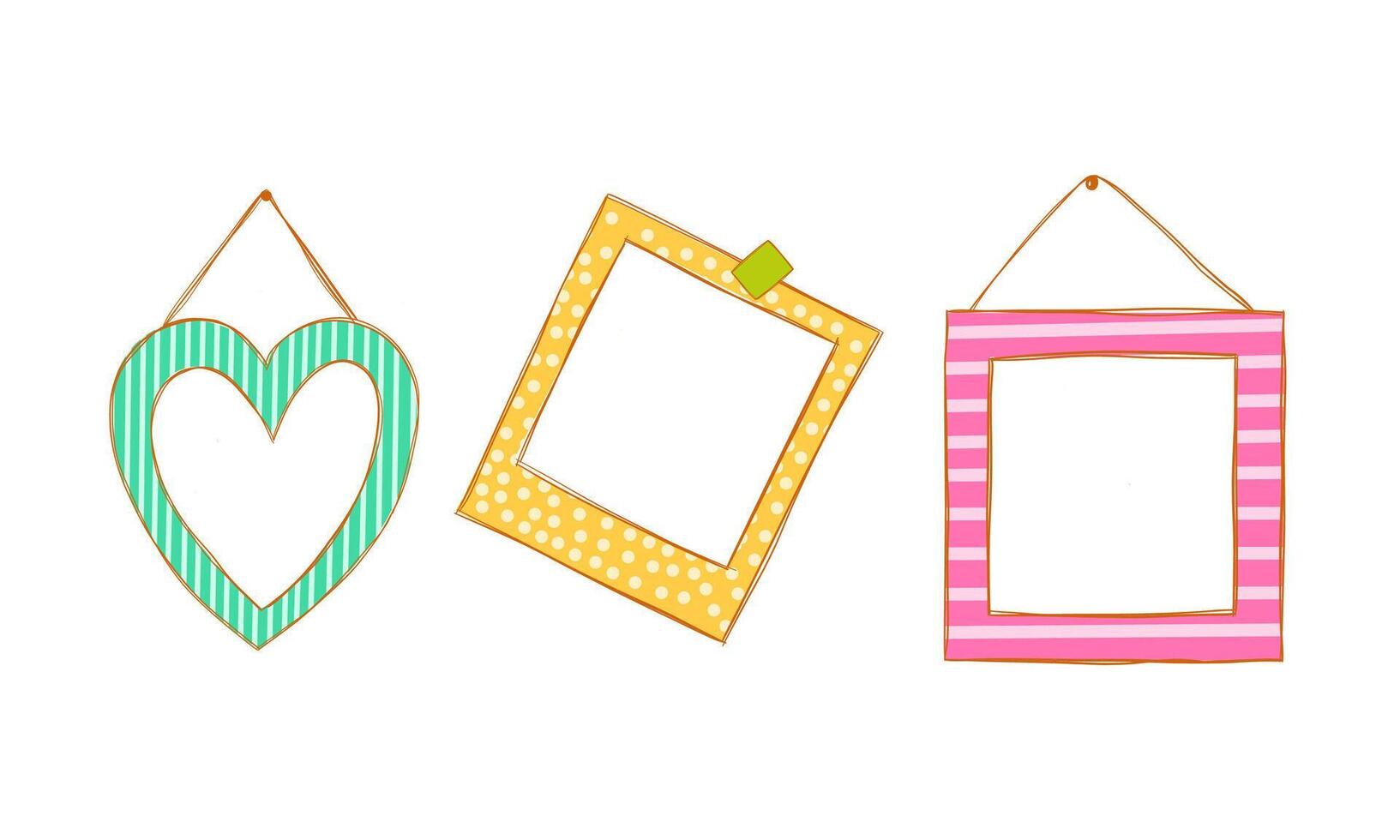 Three Hanging Frames with Striped and Polka Dot Patterns vector